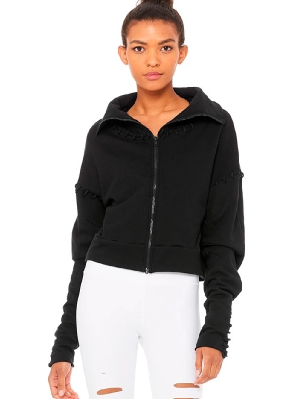 Alo Intwine zip up jacket sweatshirt black medium